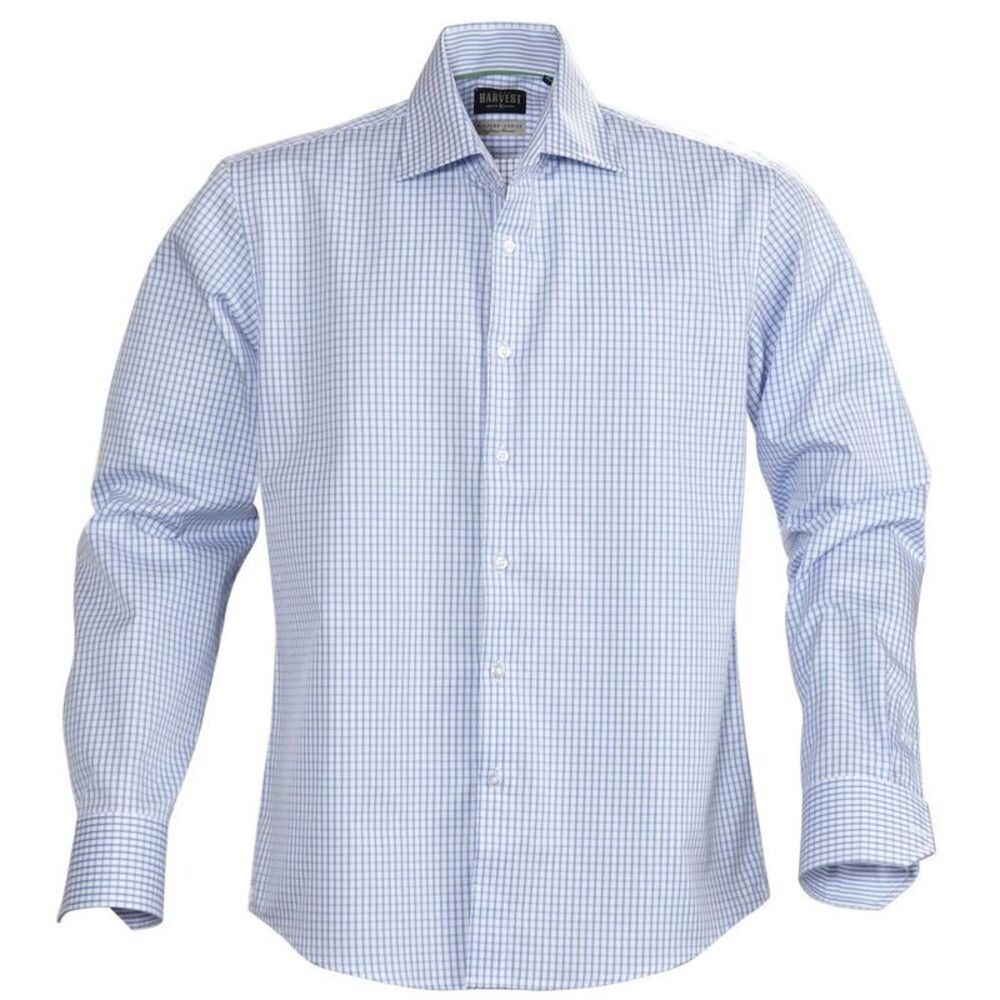 James Harvest Mens Tribeca Checked Formal Shirt / Light Blue